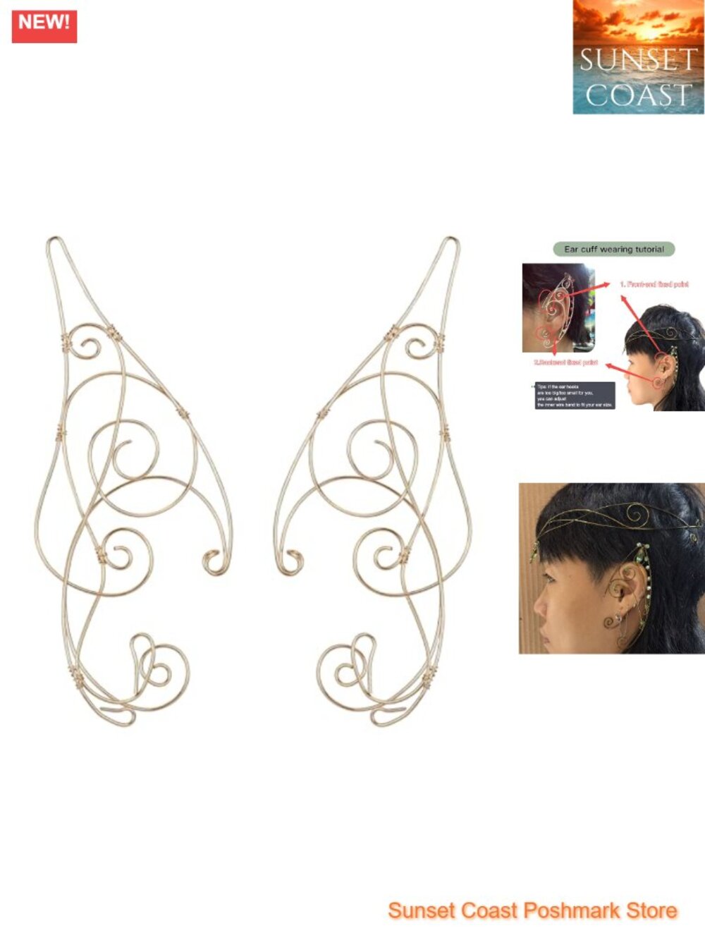 Handmade Fairy Elf Ear Cuff Copper Wire One Size Adjustable